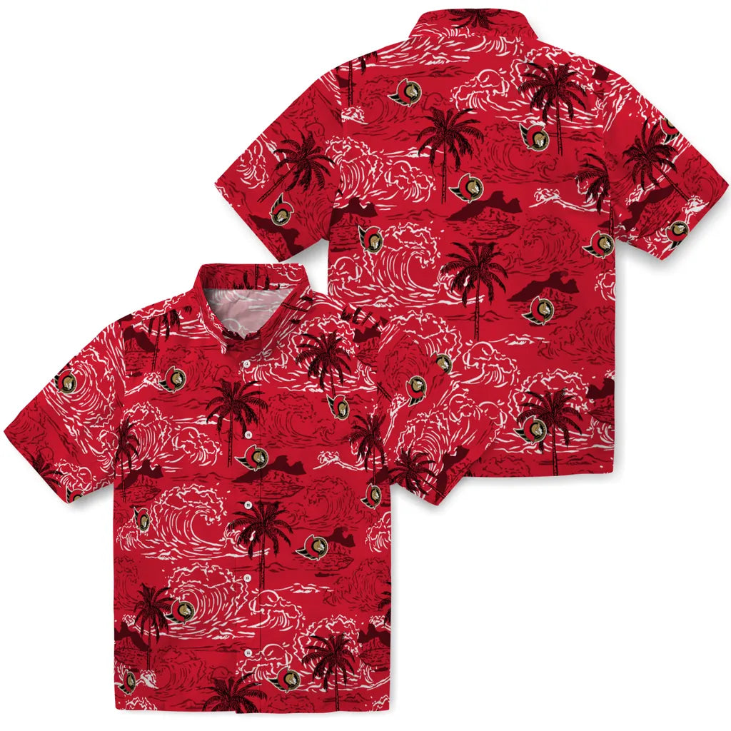 Ottawa Senators Hawaiian Shirt - Wave Palm | Hula Hawaiian Shirts