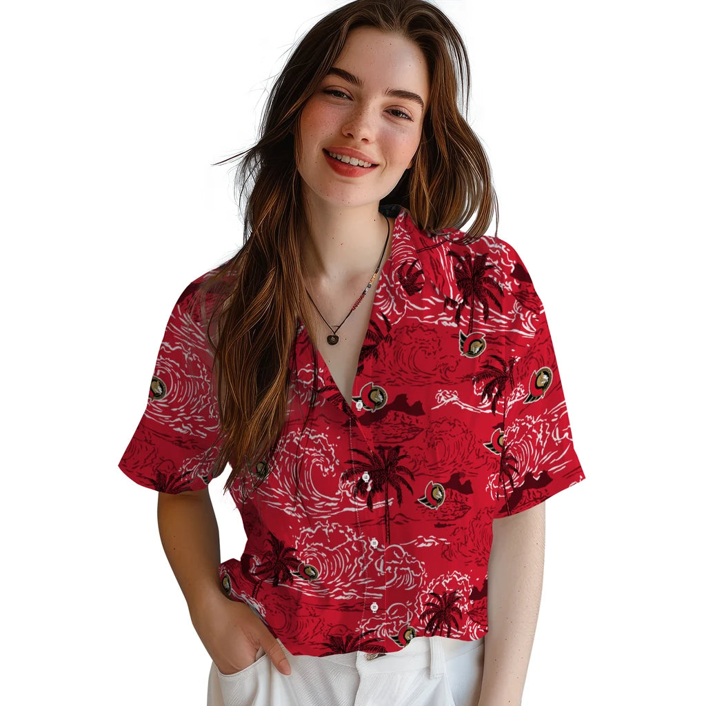 Ottawa Senators Hawaiian Shirt - Wave Palm | Hula Hawaiian Shirts