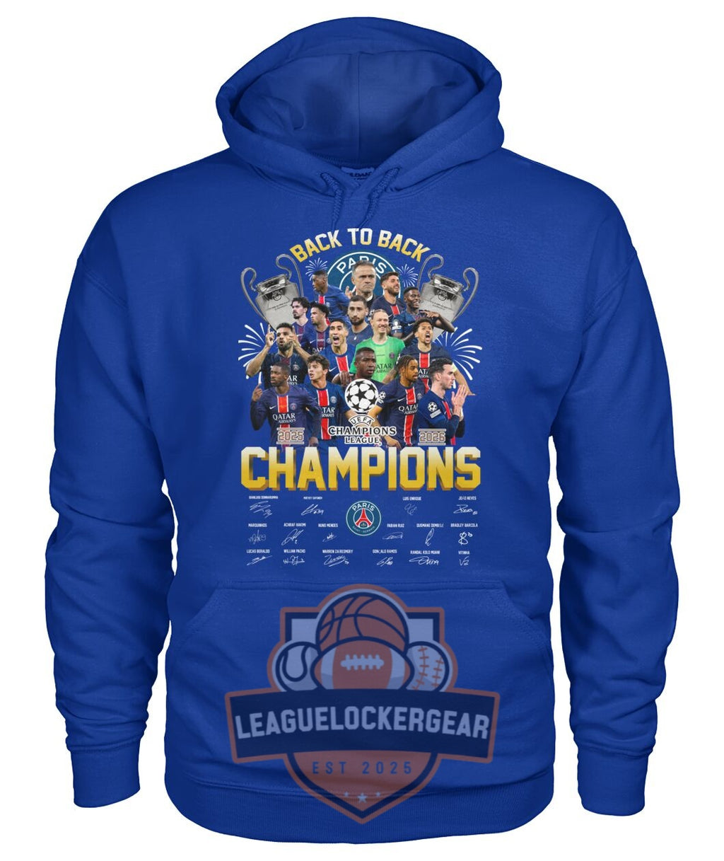 Paris Saint-Germain Back to Back Champions League 2026 T-Shirt - LeagueLockerGear