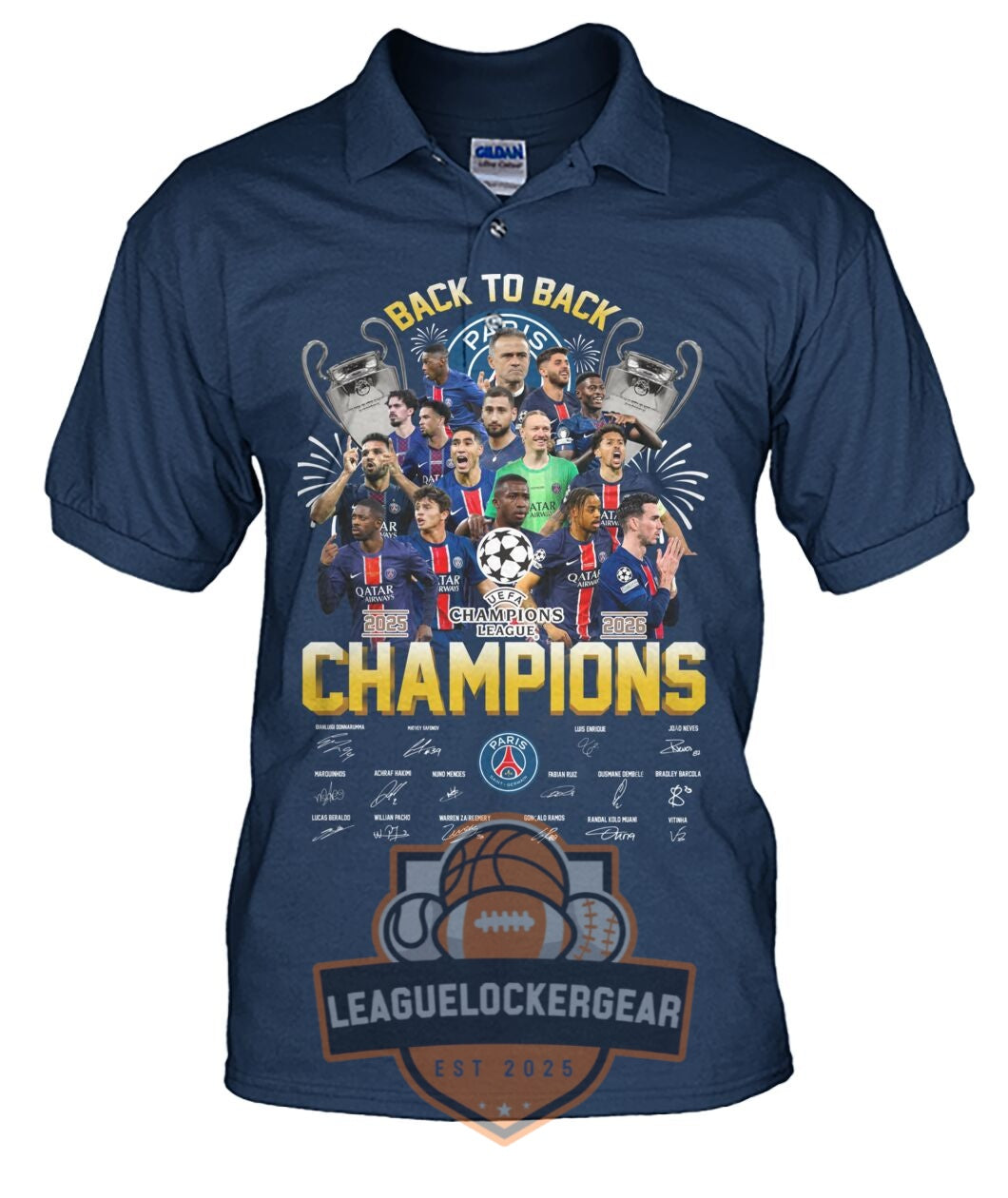 Paris Saint-Germain Back to Back Champions League 2026 T-Shirt - LeagueLockerGear