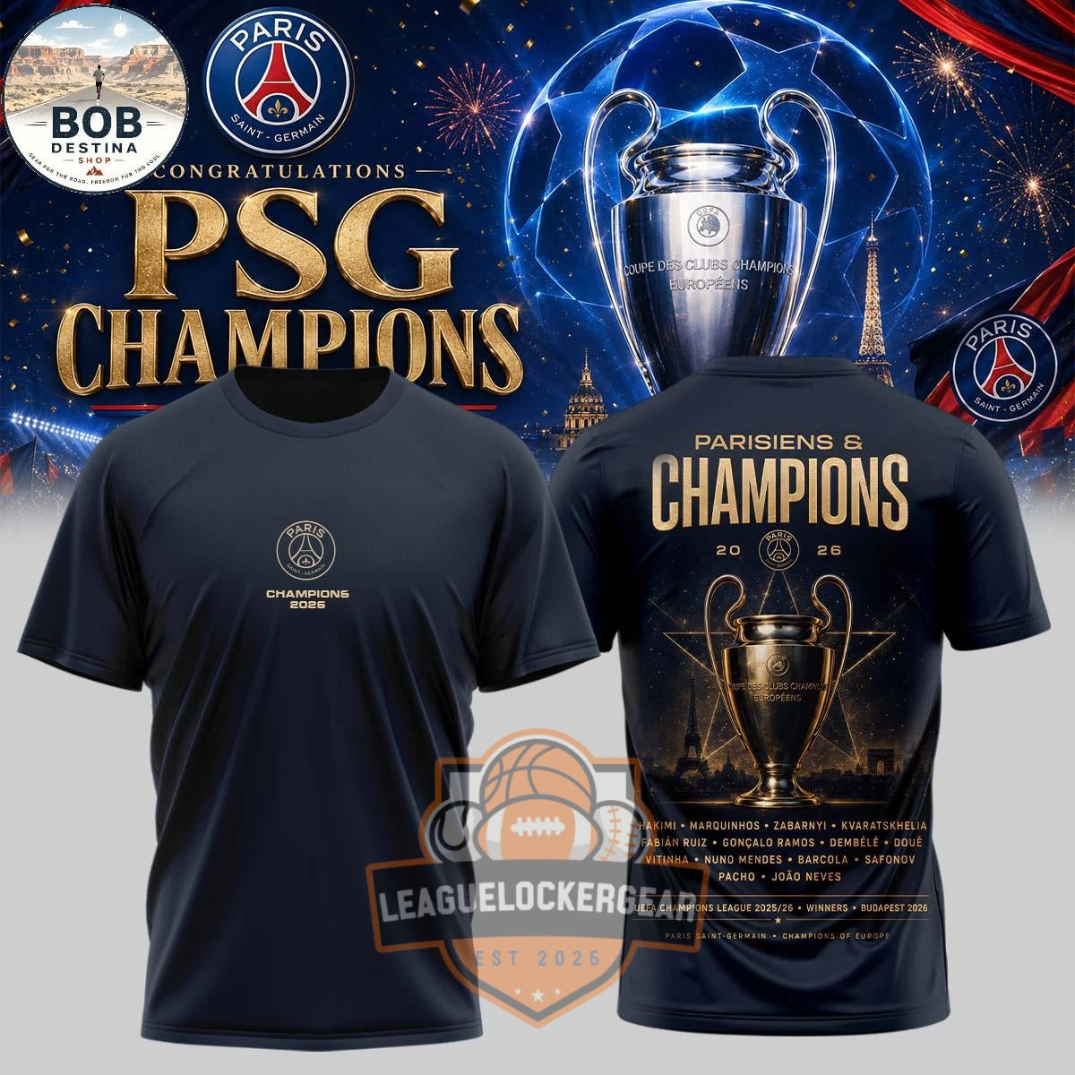 Paris Saint-Germain UEFA Champions League 2025/26 Winners Hoodie - LeagueLockerGear