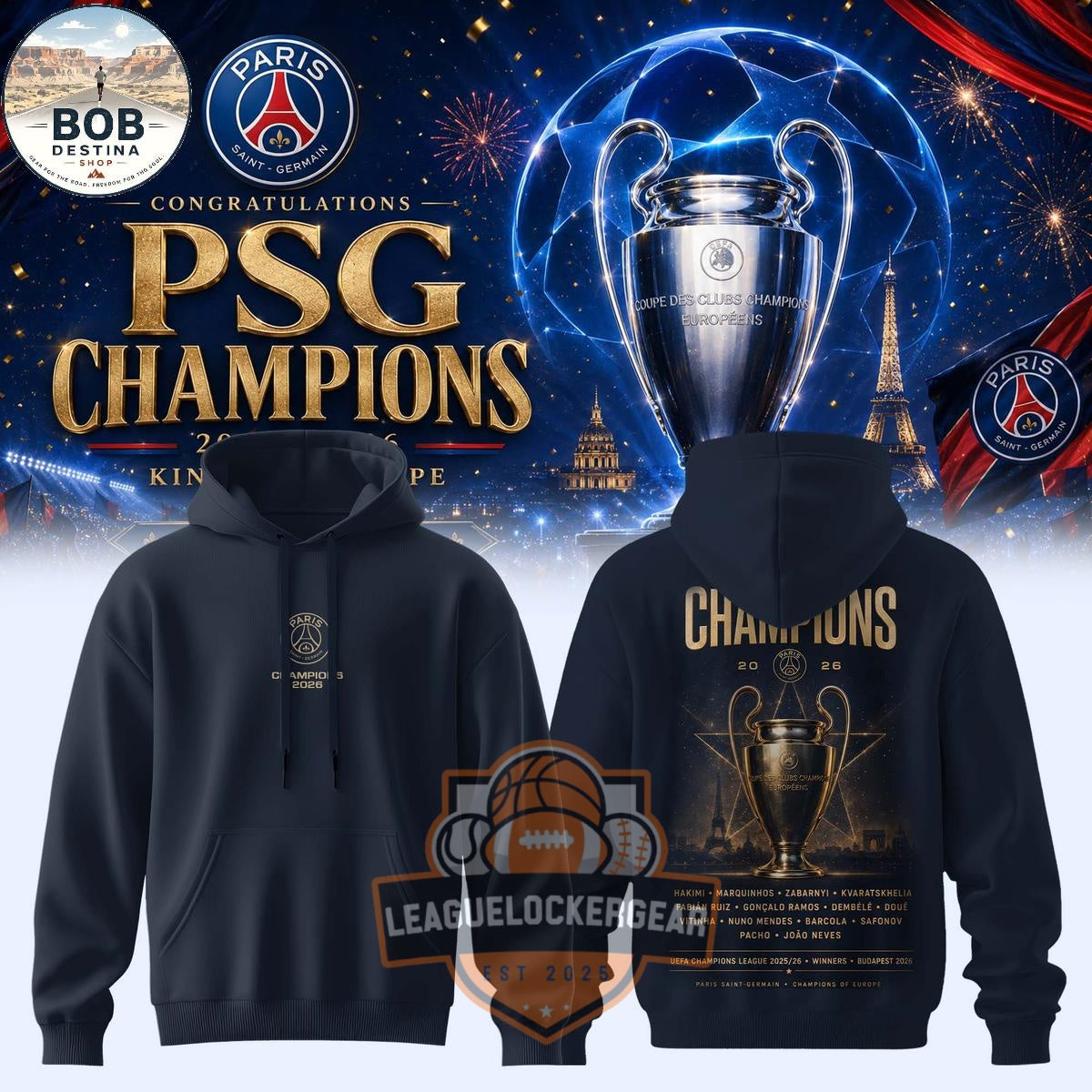 Paris Saint-Germain UEFA Champions League 2025/26 Winners Hoodie - LeagueLockerGear