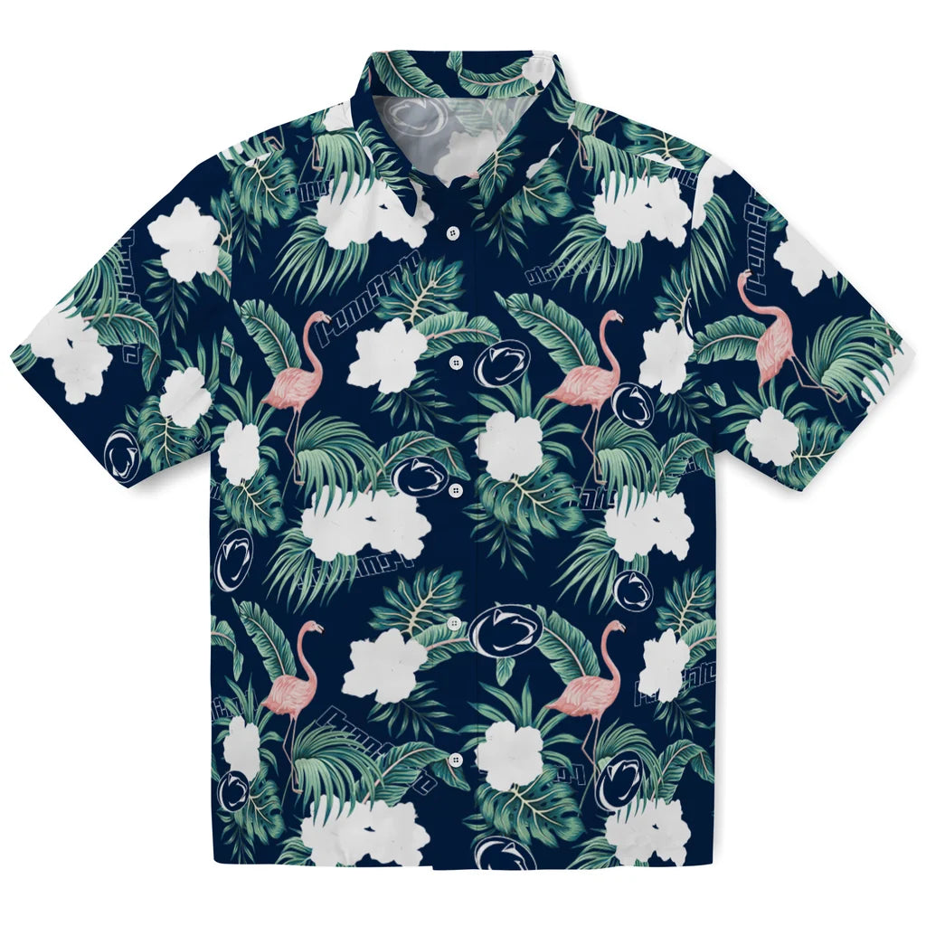 Penn State Nittany Lions Hawaiian Shirt - Flamingo and Hibiscus | Hula Hawaiian Shirts