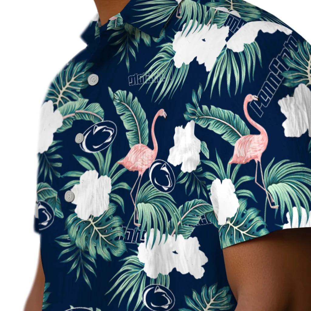 Penn State Nittany Lions Hawaiian Shirt - Flamingo and Hibiscus | Hula Hawaiian Shirts