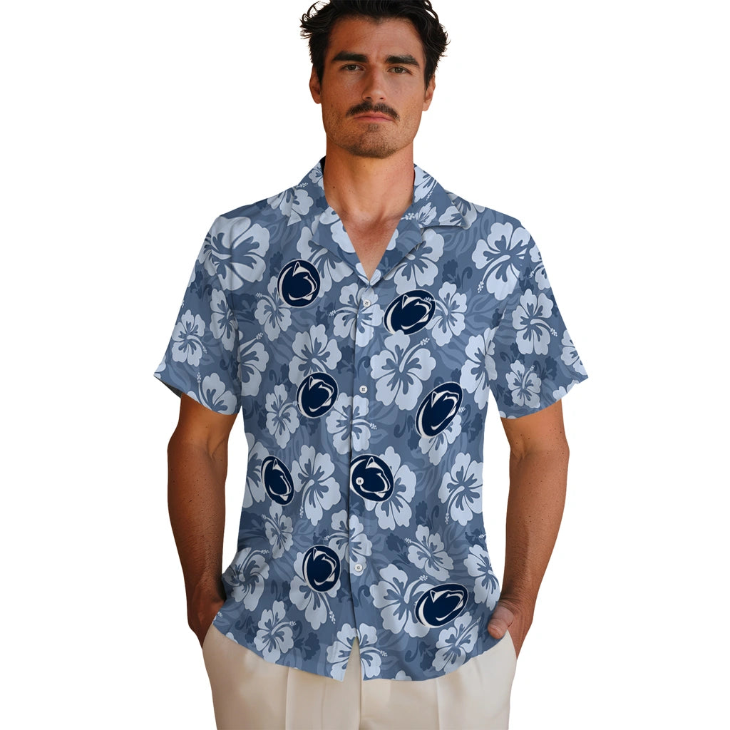 Penn State Nittany Lions Hawaiian Shirt - Hibiscus Cluster | Hula Hawaiian Shirts