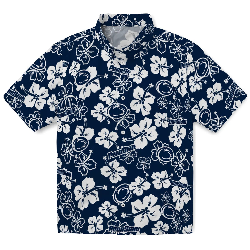 Penn State Nittany Lions Hawaiian Shirt - Hibiscus Flower Design | Hula Hawaiian Shirts