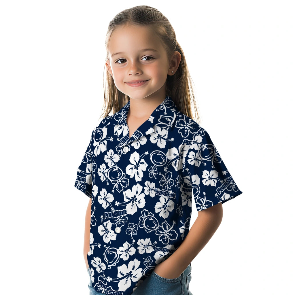 Penn State Nittany Lions Hawaiian Shirt - Hibiscus Flower Design | Hula Hawaiian Shirts
