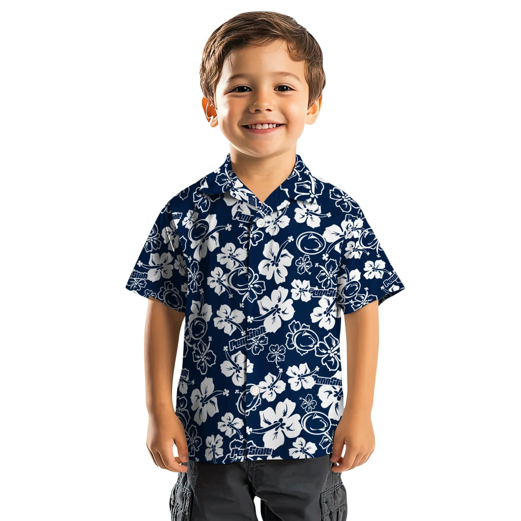 Penn State Nittany Lions Hawaiian Shirt - Hibiscus Flower Design | Hula Hawaiian Shirts