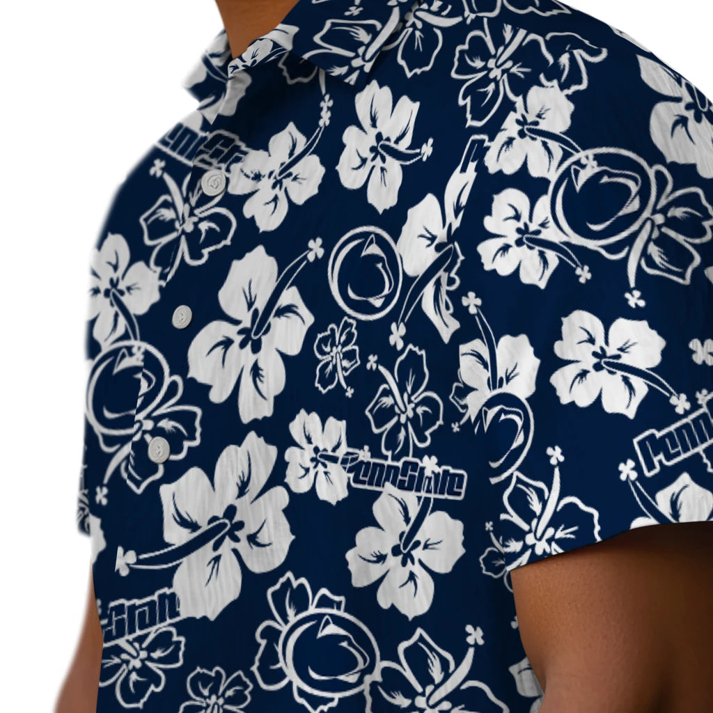 Penn State Nittany Lions Hawaiian Shirt - Hibiscus Flower Design | Hula Hawaiian Shirts