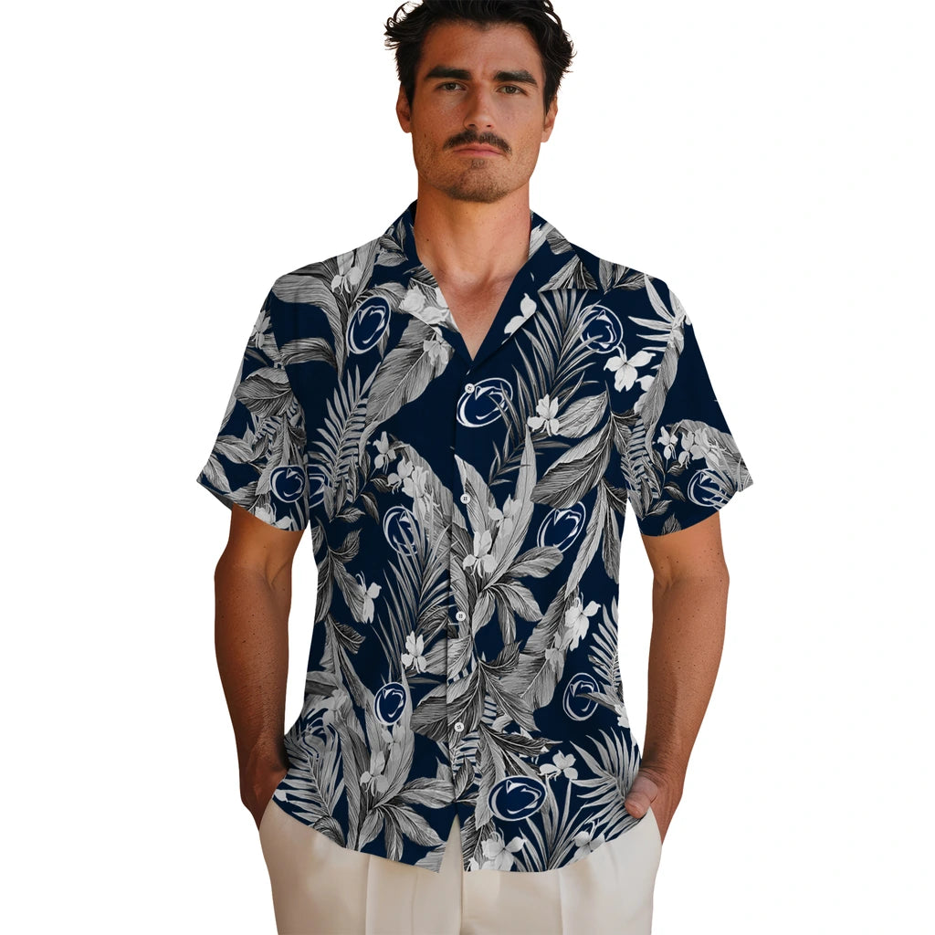 Penn State Nittany Lions Hawaiian Shirt - Palm Leaves | Hula Hawaiian Shirts