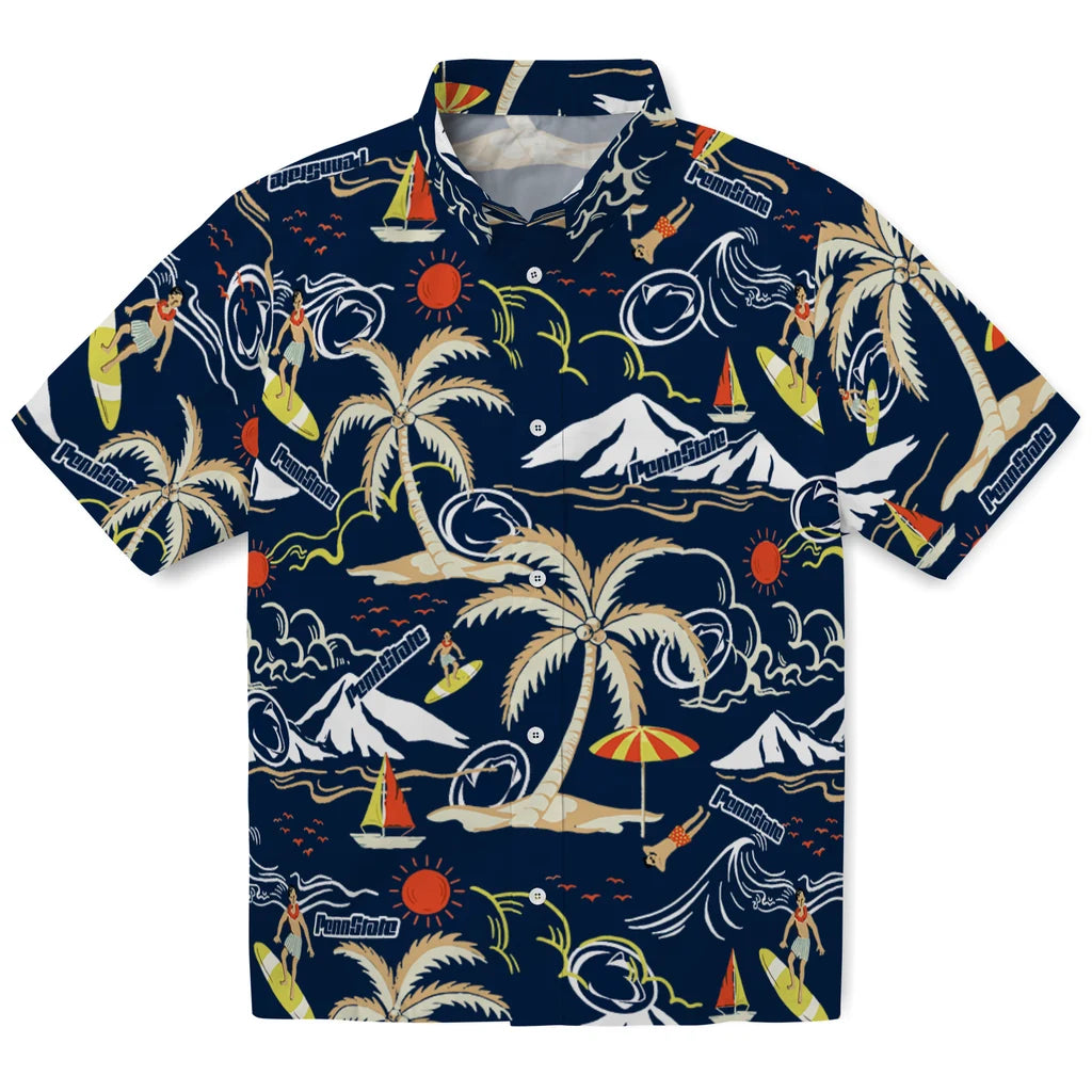 Penn State Nittany Lions Hawaiian Shirt - Palm Tree Island | Hula Hawaiian Shirts
