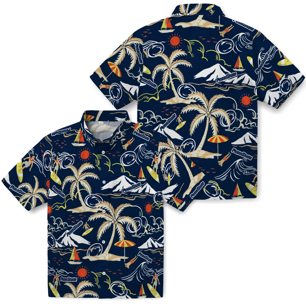 Penn State Nittany Lions Hawaiian Shirt - Palm Tree Island | Hula Hawaiian Shirts