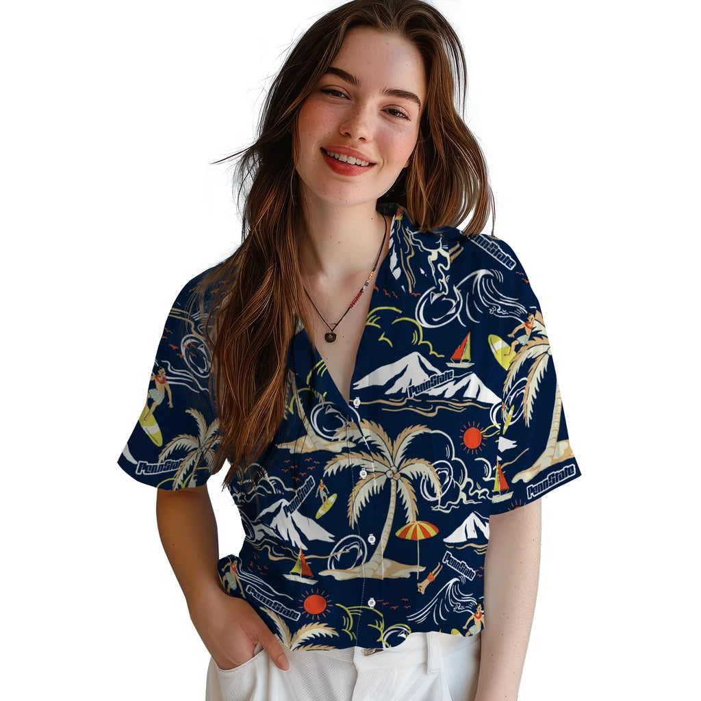 Penn State Nittany Lions Hawaiian Shirt - Palm Tree Island | Hula Hawaiian Shirts