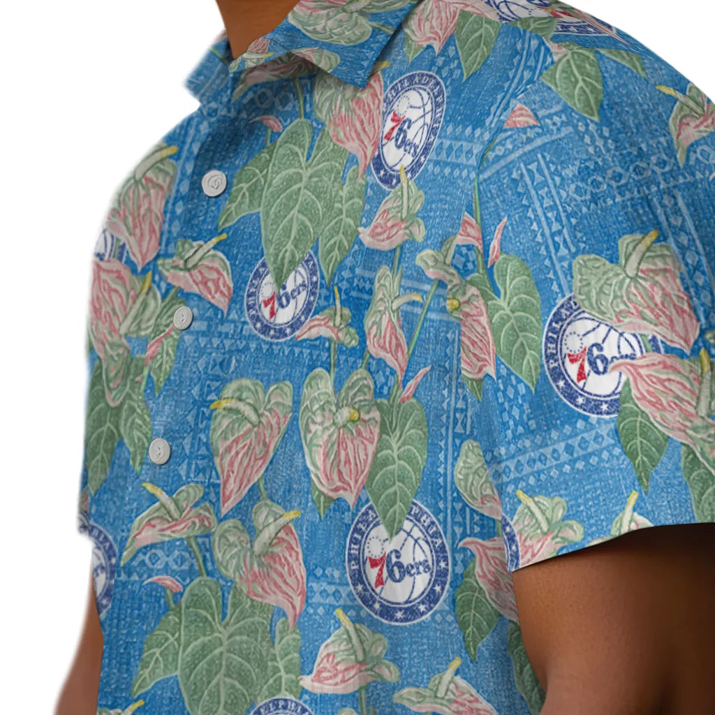 Philadelphia 76ers Hawaiian Shirt - Anthurium Overlay | Hula Hawaiian Shirts