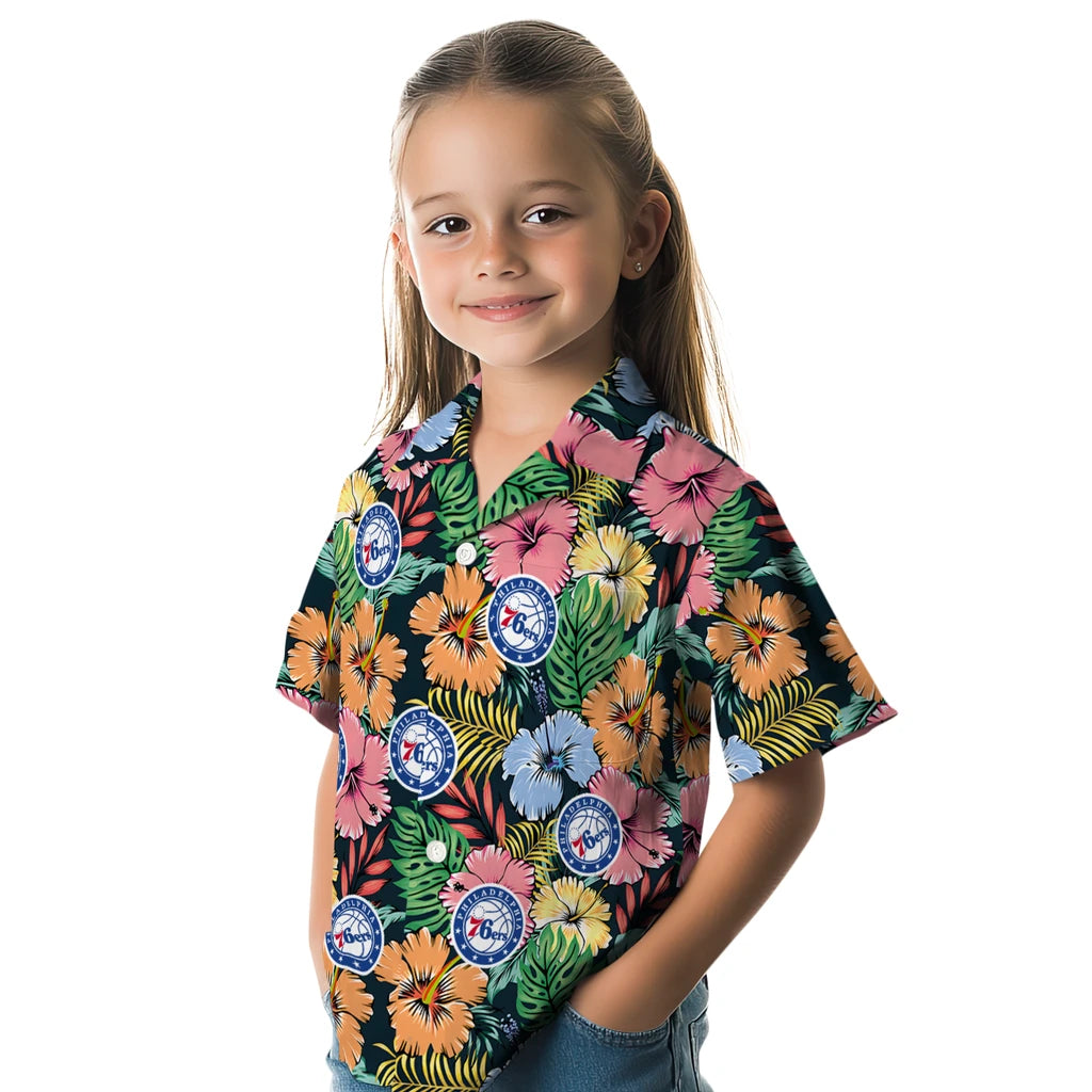 Philadelphia 76ers Hawaiian Shirt - Brilliant Hibiscus Garden | Hula Hawaiian Shirts