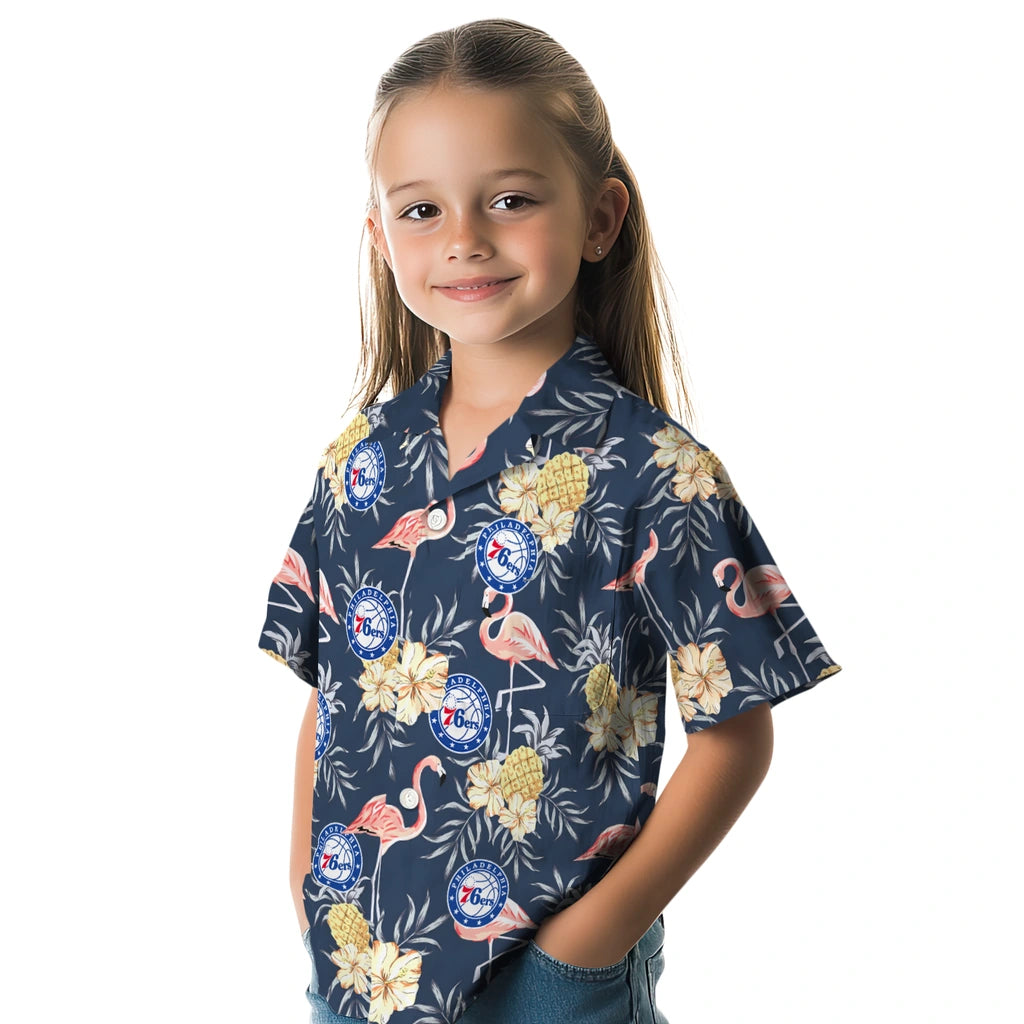 Philadelphia 76ers Hawaiian Shirt - Flamingo Hibiscus | Hula Hawaiian Shirts
