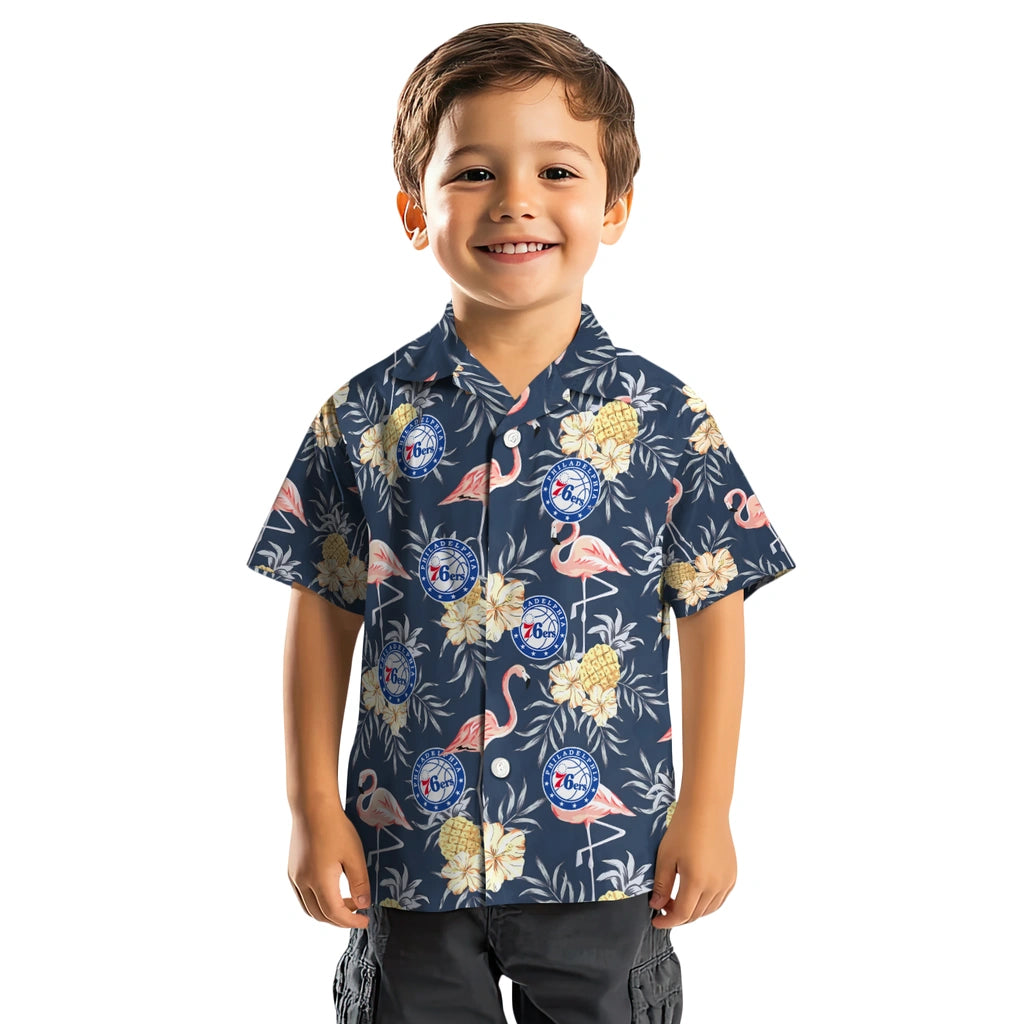 Philadelphia 76ers Hawaiian Shirt - Flamingo Hibiscus | Hula Hawaiian Shirts