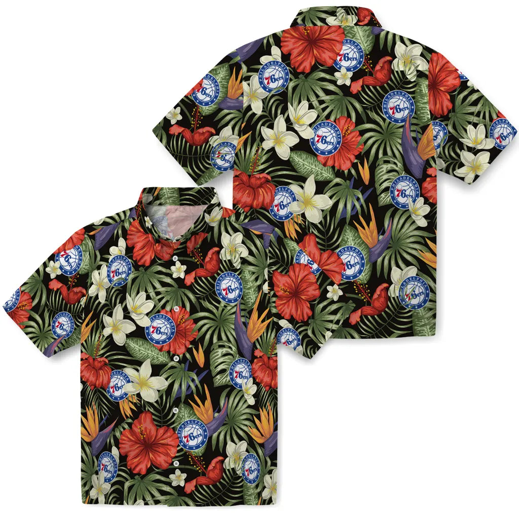 Philadelphia 76ers Hawaiian Shirt - Hawaii Floral Hibiscus | Hula Hawaiian Shirts