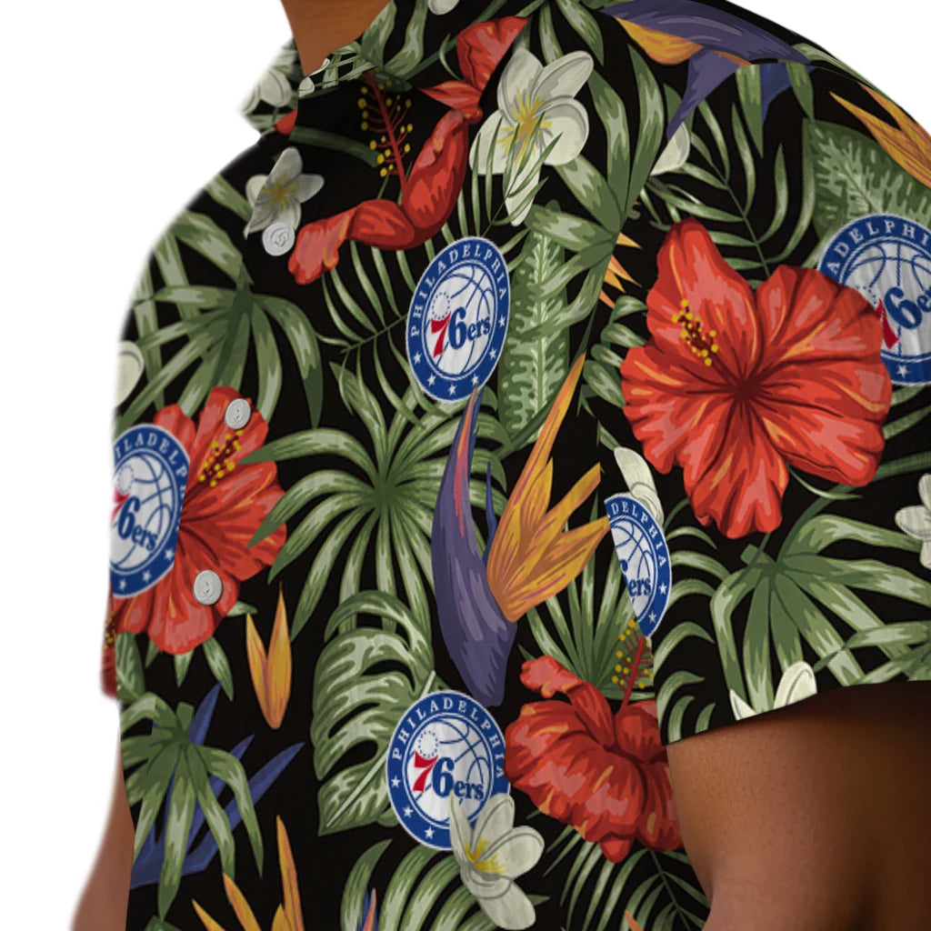 Philadelphia 76ers Hawaiian Shirt - Hawaii Floral Hibiscus | Hula Hawaiian Shirts