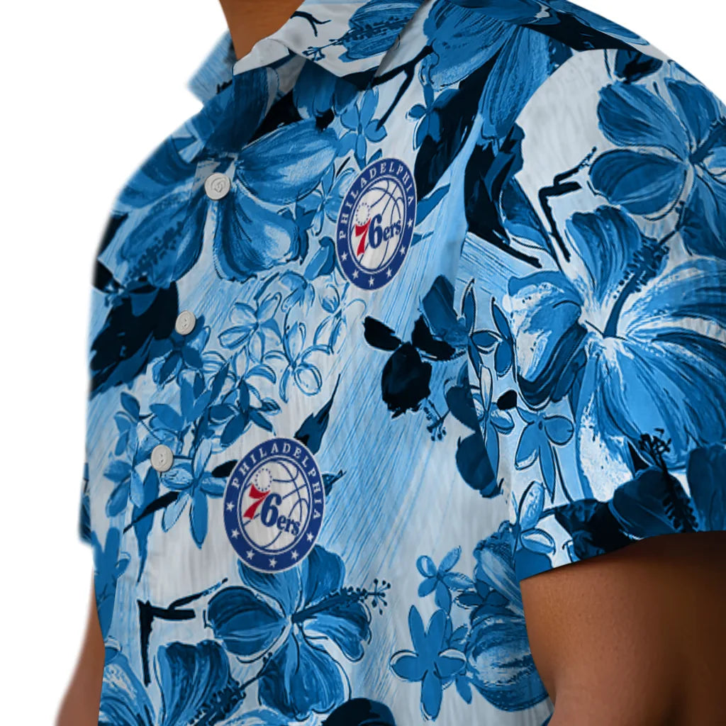 Philadelphia 76ers Hawaiian Shirt - Hibiscus Arrangement | Hula Hawaiian Shirts