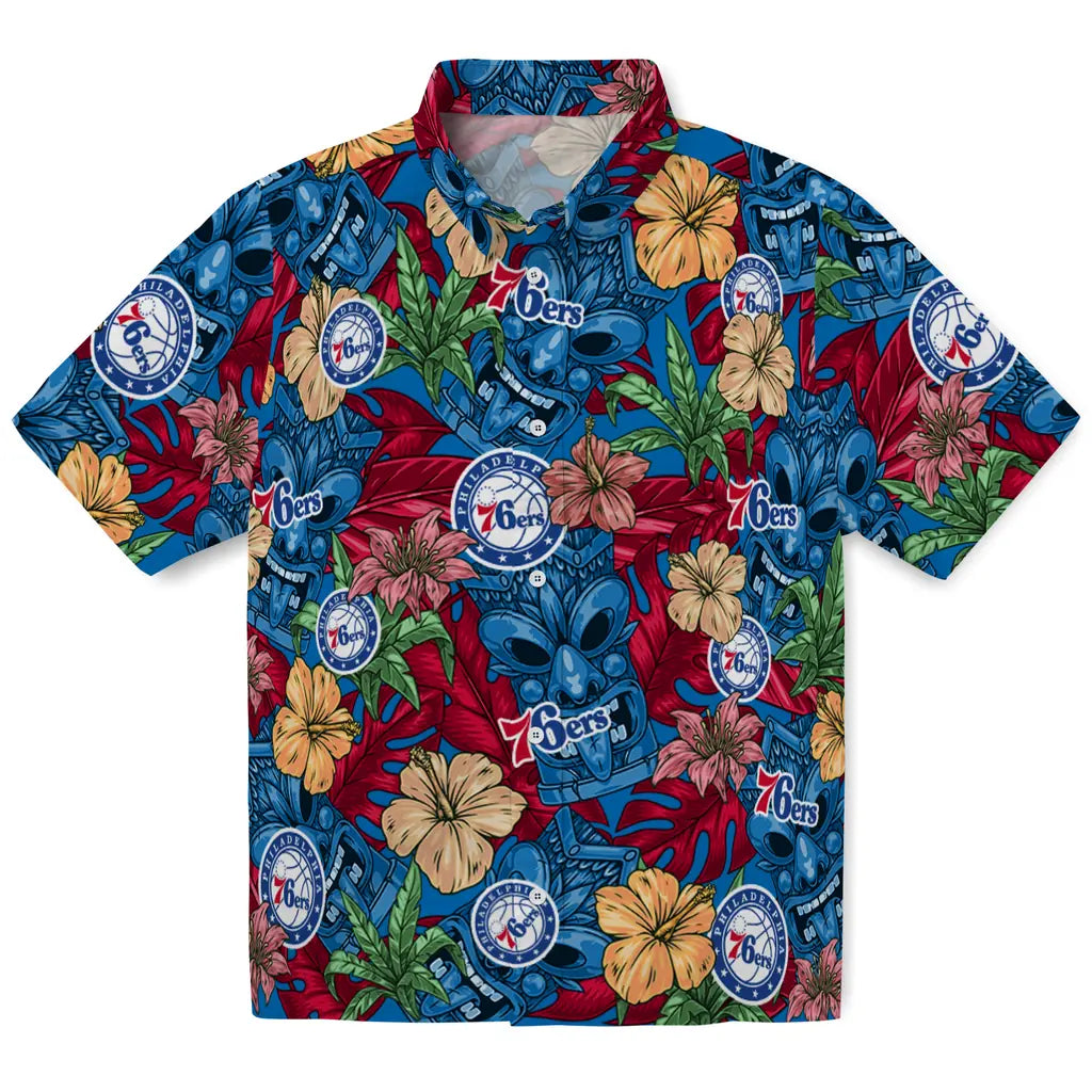 Philadelphia 76ers Hawaiian Shirt - Hibiscus Tiki Jungle | Hula Hawaiian Shirts