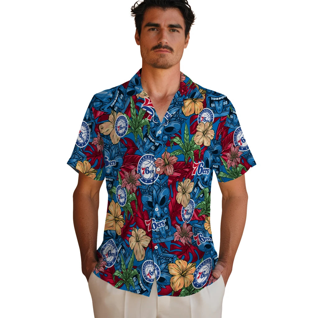 Philadelphia 76ers Hawaiian Shirt - Hibiscus Tiki Jungle | Hula Hawaiian Shirts