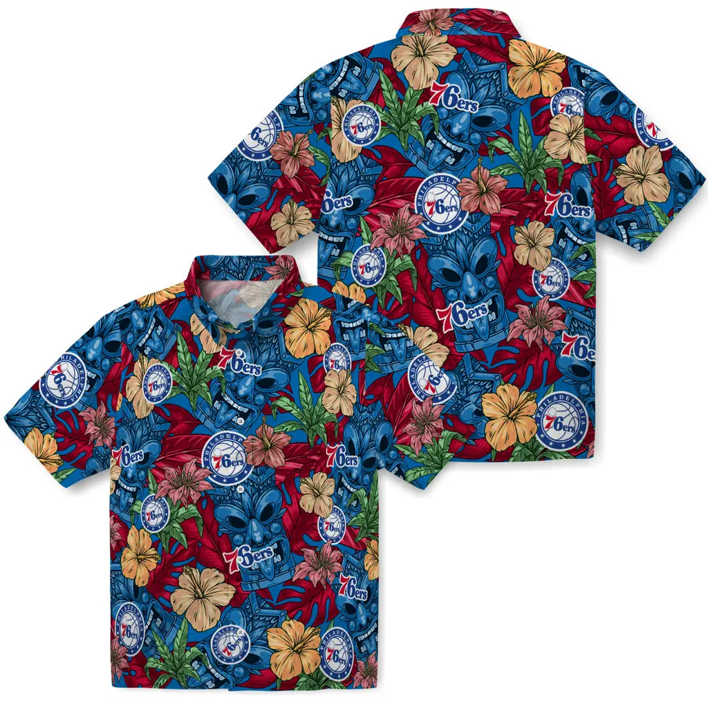 Philadelphia 76ers Hawaiian Shirt - Hibiscus Tiki Jungle | Hula Hawaiian Shirts