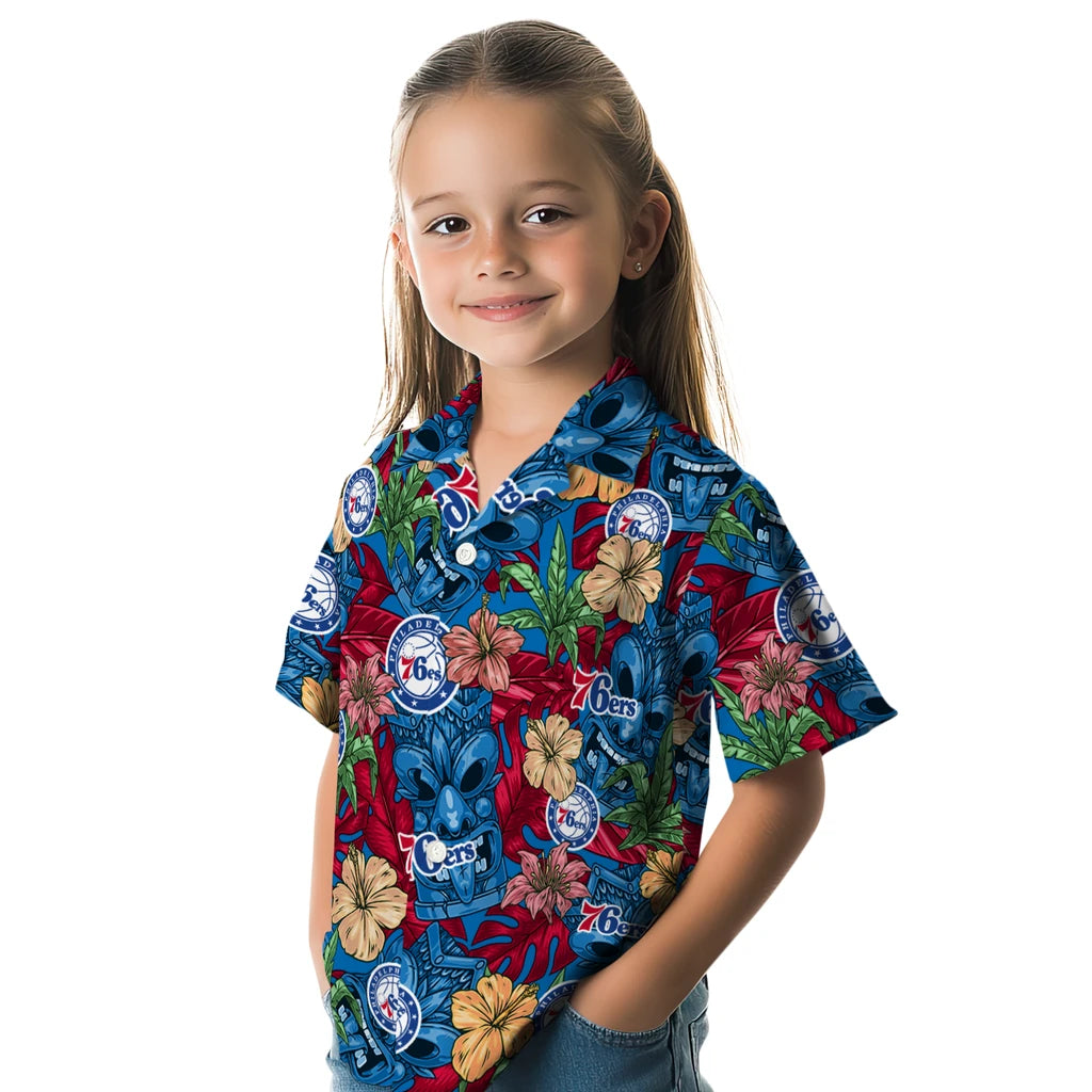 Philadelphia 76ers Hawaiian Shirt - Hibiscus Tiki Jungle | Hula Hawaiian Shirts