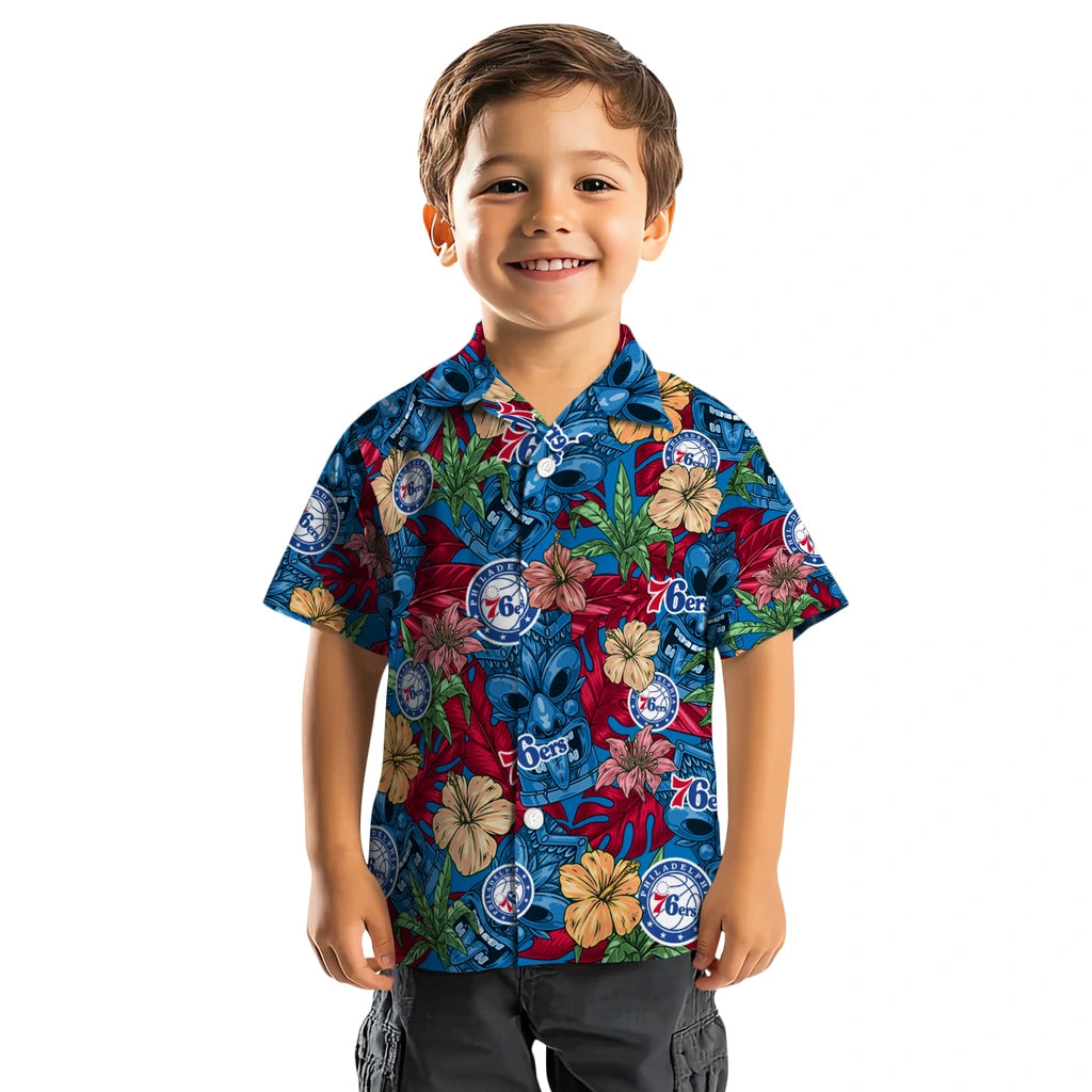Philadelphia 76ers Hawaiian Shirt - Hibiscus Tiki Jungle | Hula Hawaiian Shirts