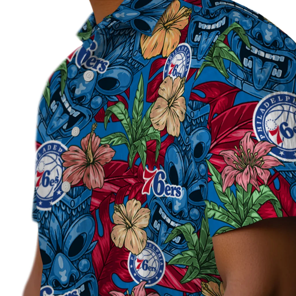 Philadelphia 76ers Hawaiian Shirt - Hibiscus Tiki Jungle | Hula Hawaiian Shirts