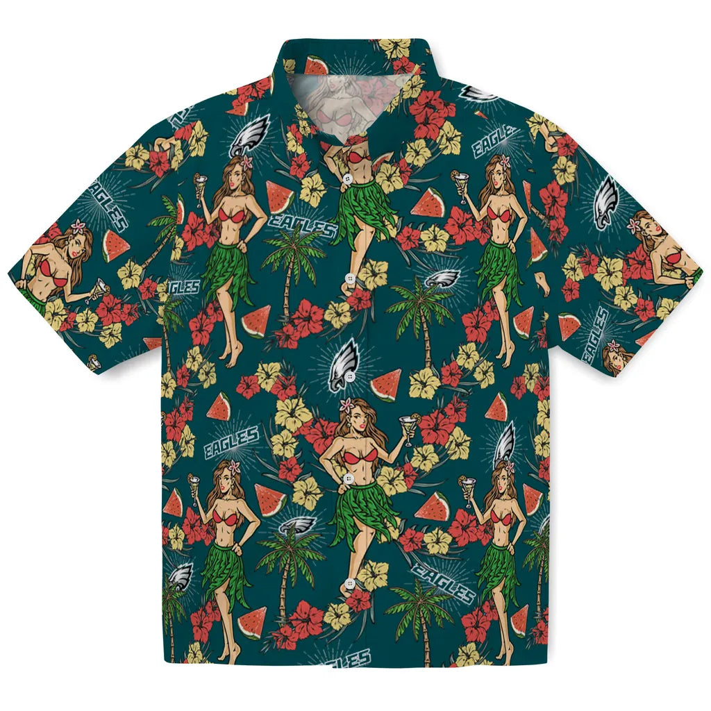 Philadelphia Eagles Hawaiian Shirt - Hawaiian Girls Design | Hula Hawaiian Shirts