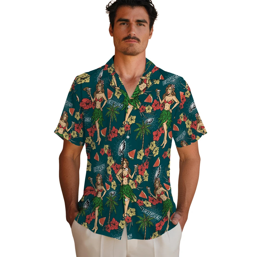 Philadelphia Eagles Hawaiian Shirt - Hawaiian Girls Design | Hula Hawaiian Shirts