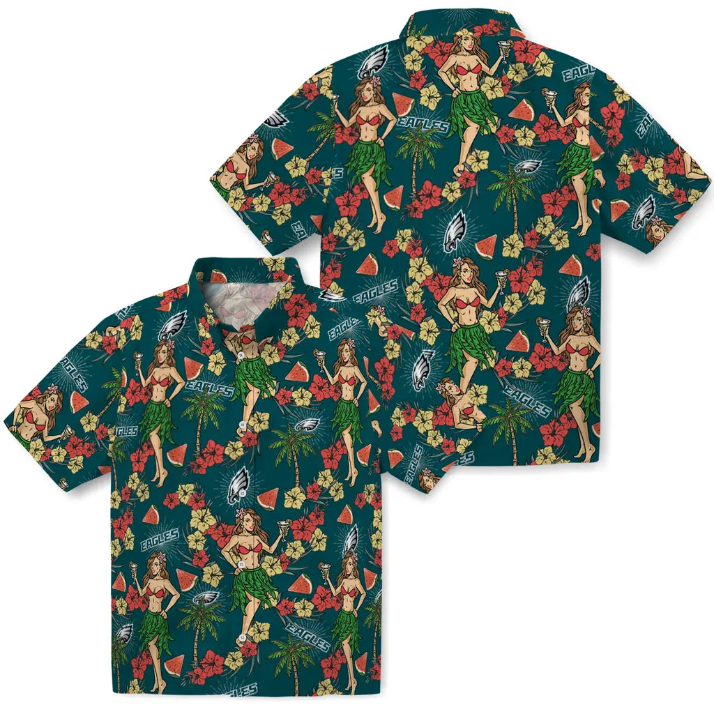 Philadelphia Eagles Hawaiian Shirt - Hawaiian Girls Design | Hula Hawaiian Shirts