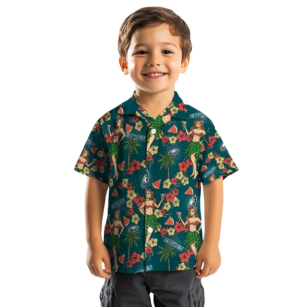 Philadelphia Eagles Hawaiian Shirt - Hawaiian Girls Design | Hula Hawaiian Shirts