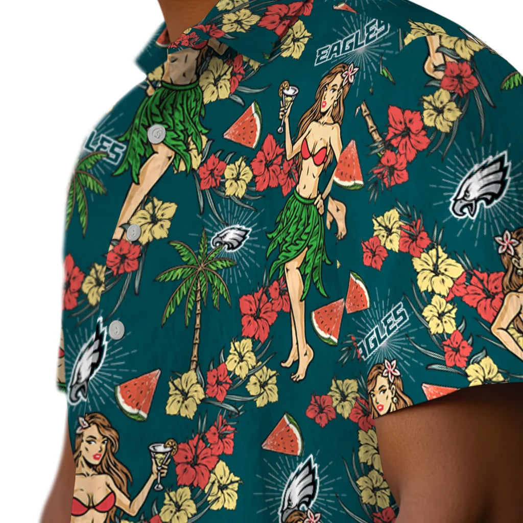 Philadelphia Eagles Hawaiian Shirt - Hawaiian Girls Design | Hula Hawaiian Shirts