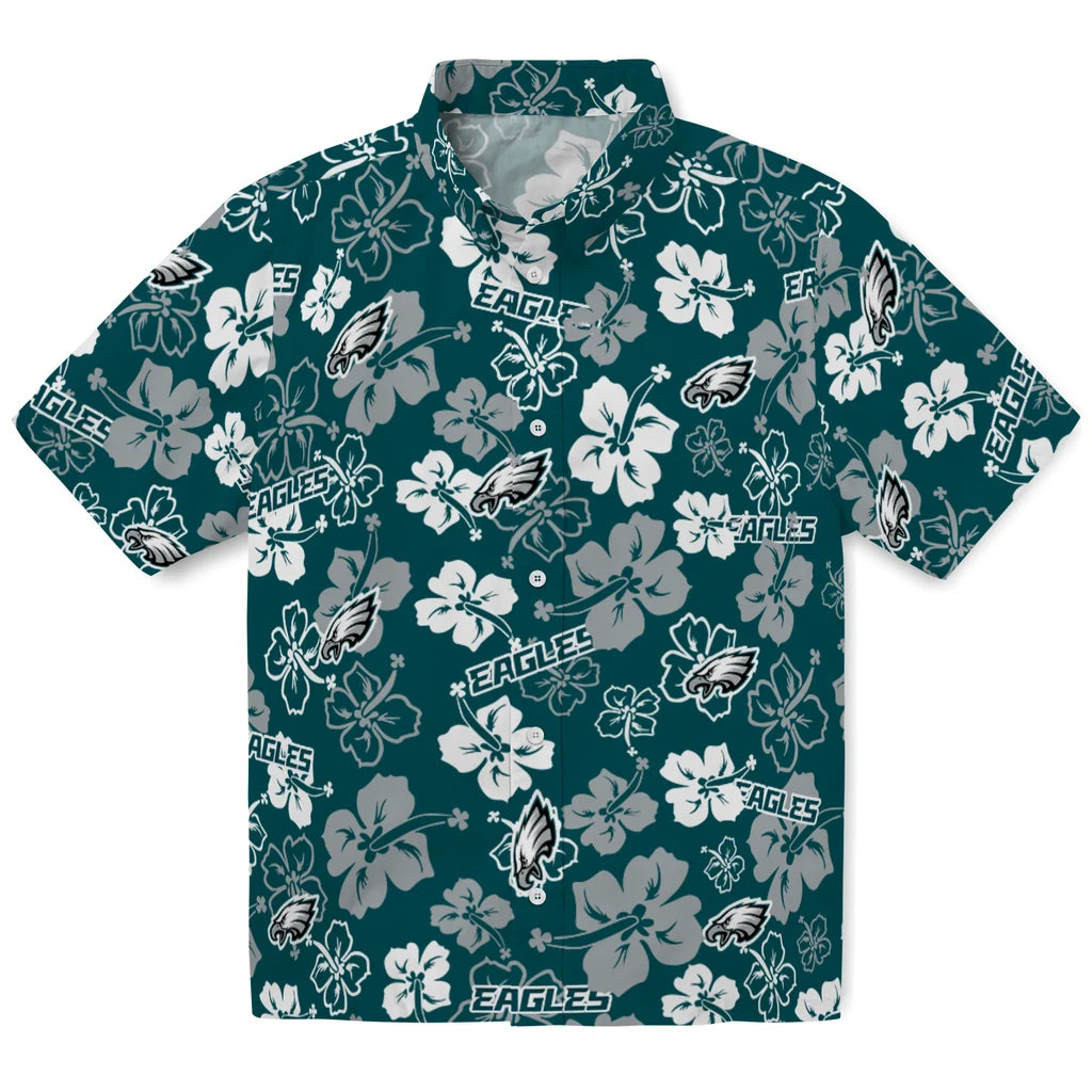 Philadelphia Eagles Hawaiian Shirt - Hibiscus Flower Design | Hula Hawaiian Shirts