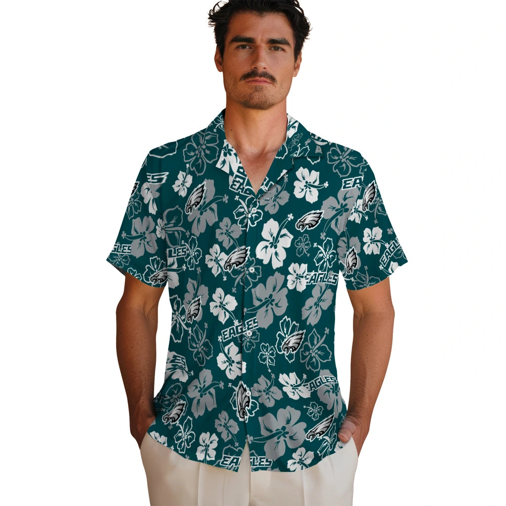 Philadelphia Eagles Hawaiian Shirt - Hibiscus Flower Design | Hula Hawaiian Shirts