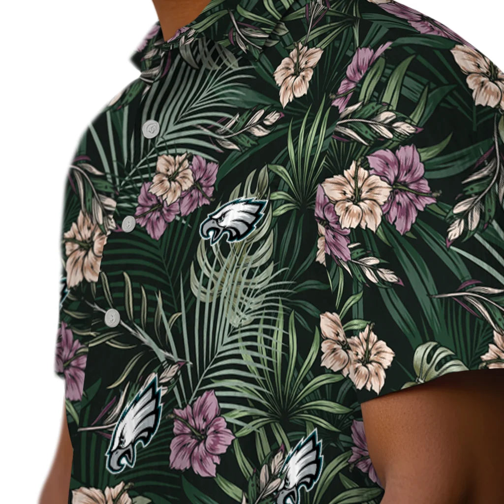 Philadelphia Eagles Hawaiian Shirt - Hibiscus Leaves Pattern | Hula Hawaiian Shirts