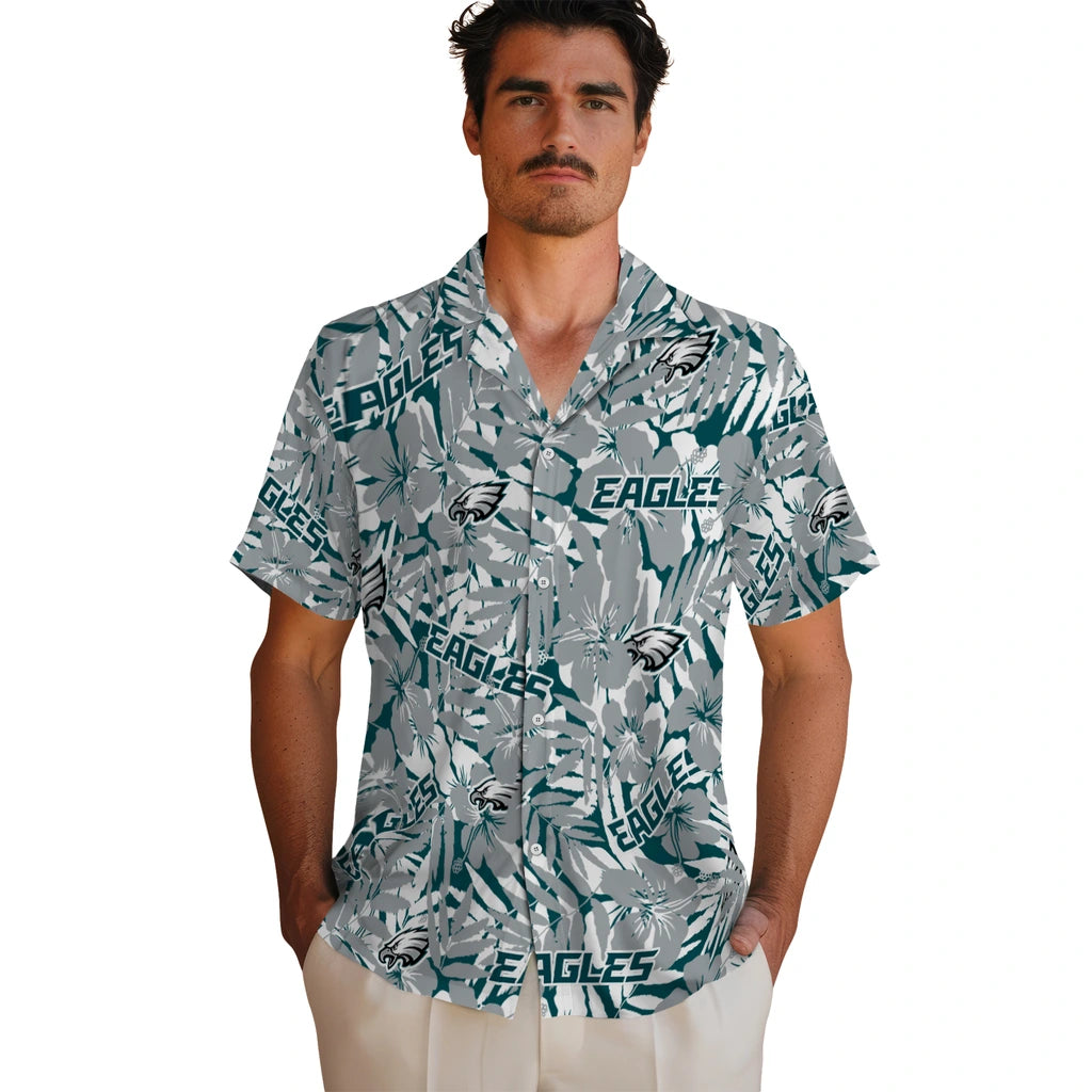 Philadelphia Eagles Hawaiian Shirt - Hibiscus Overlay | Hula Hawaiian Shirts