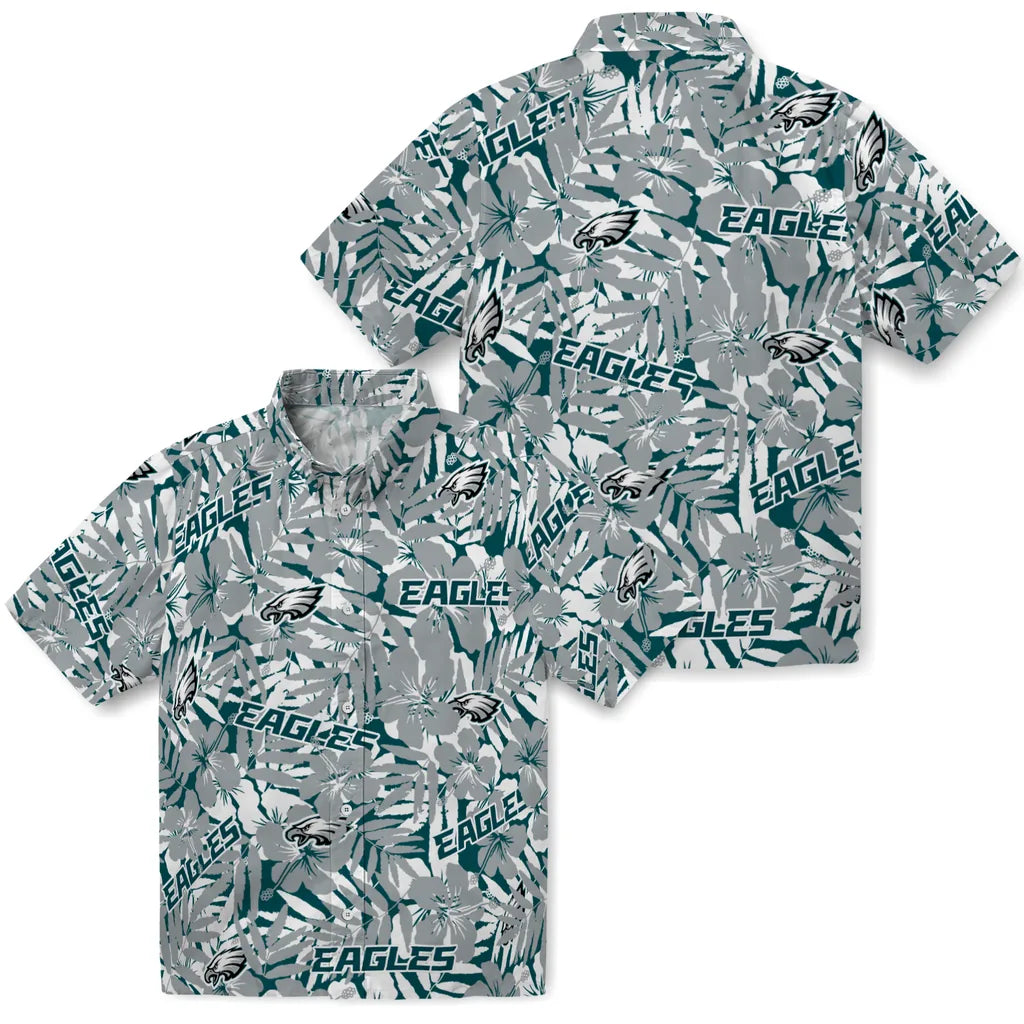 Philadelphia Eagles Hawaiian Shirt - Hibiscus Overlay | Hula Hawaiian Shirts