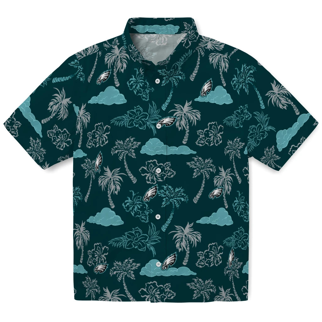 Philadelphia Eagles Hawaiian Shirt - Palm And Clouds | Hula Hawaiian Shirts