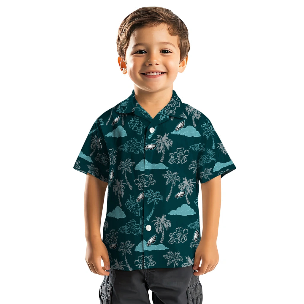 Philadelphia Eagles Hawaiian Shirt - Palm And Clouds | Hula Hawaiian Shirts