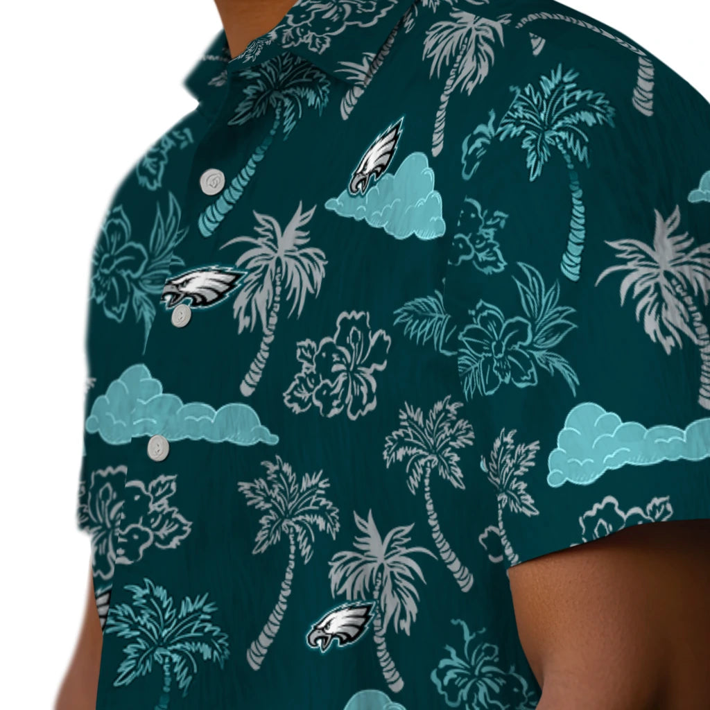 Philadelphia Eagles Hawaiian Shirt - Palm And Clouds | Hula Hawaiian Shirts