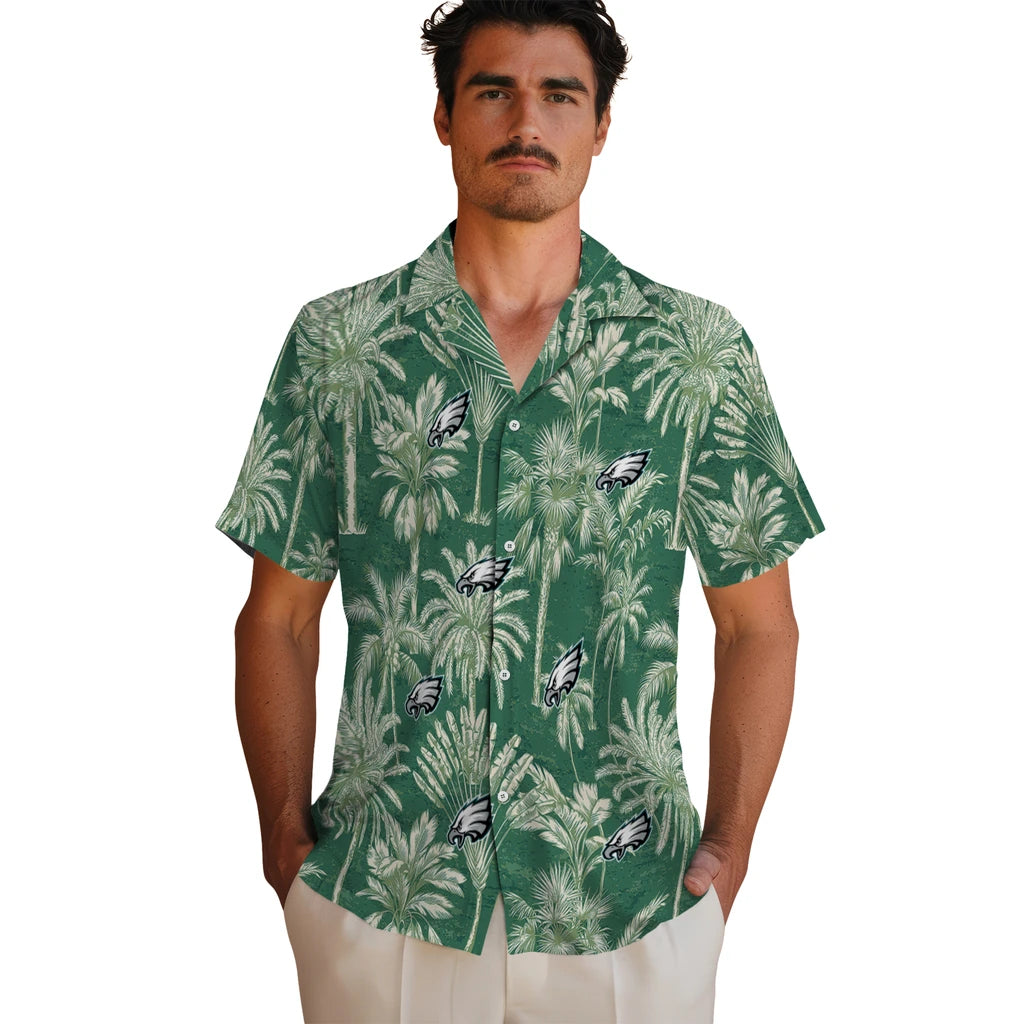 Philadelphia Eagles Hawaiian Shirt - Vintage Palm Tree | Hula Hawaiian Shirts