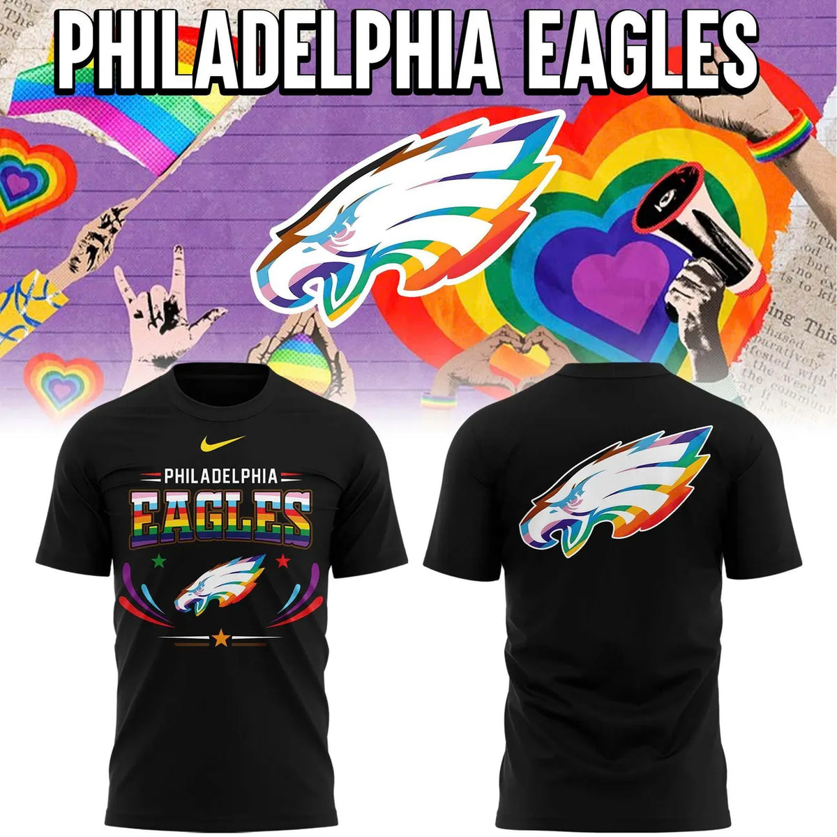 Philadelphia Eagles Pride Rainbow Hoodie - LeagueLockerGear