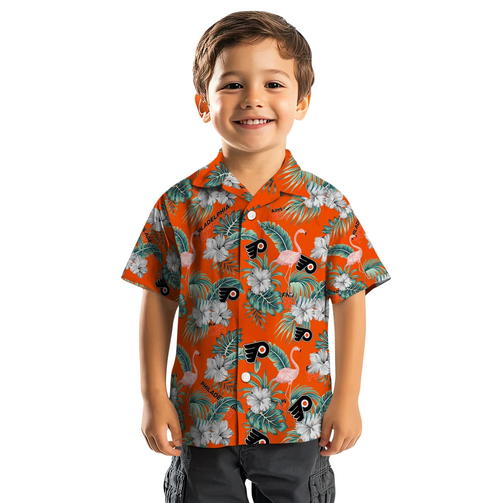 Philadelphia Flyers Hawaiian Shirt - Flamingo and Hibiscus | Hula Hawaiian Shirts