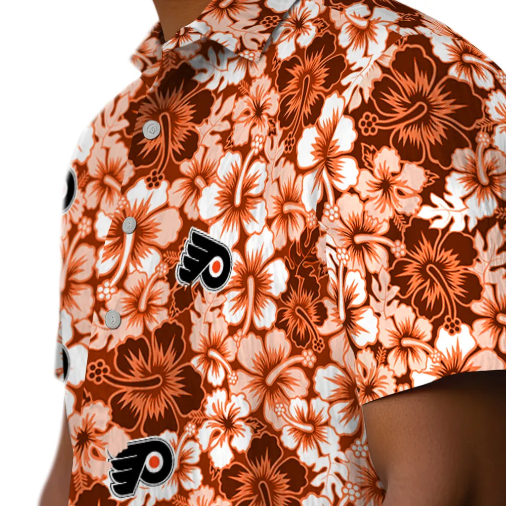 Philadelphia Flyers Hawaiian Shirt - Hibiscus Blooms | Hula Hawaiian Shirts