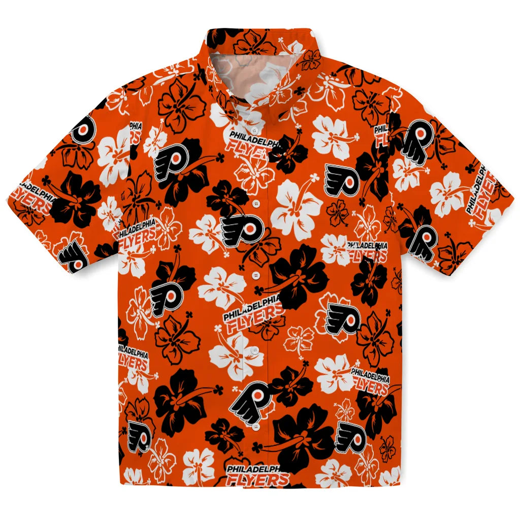 Philadelphia Flyers Hawaiian Shirt - Hibiscus Flower Design | Hula Hawaiian Shirts