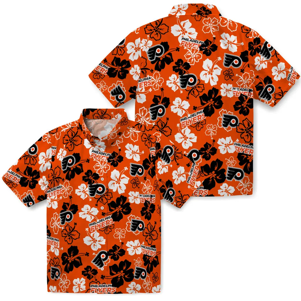 Philadelphia Flyers Hawaiian Shirt - Hibiscus Flower Design | Hula Hawaiian Shirts