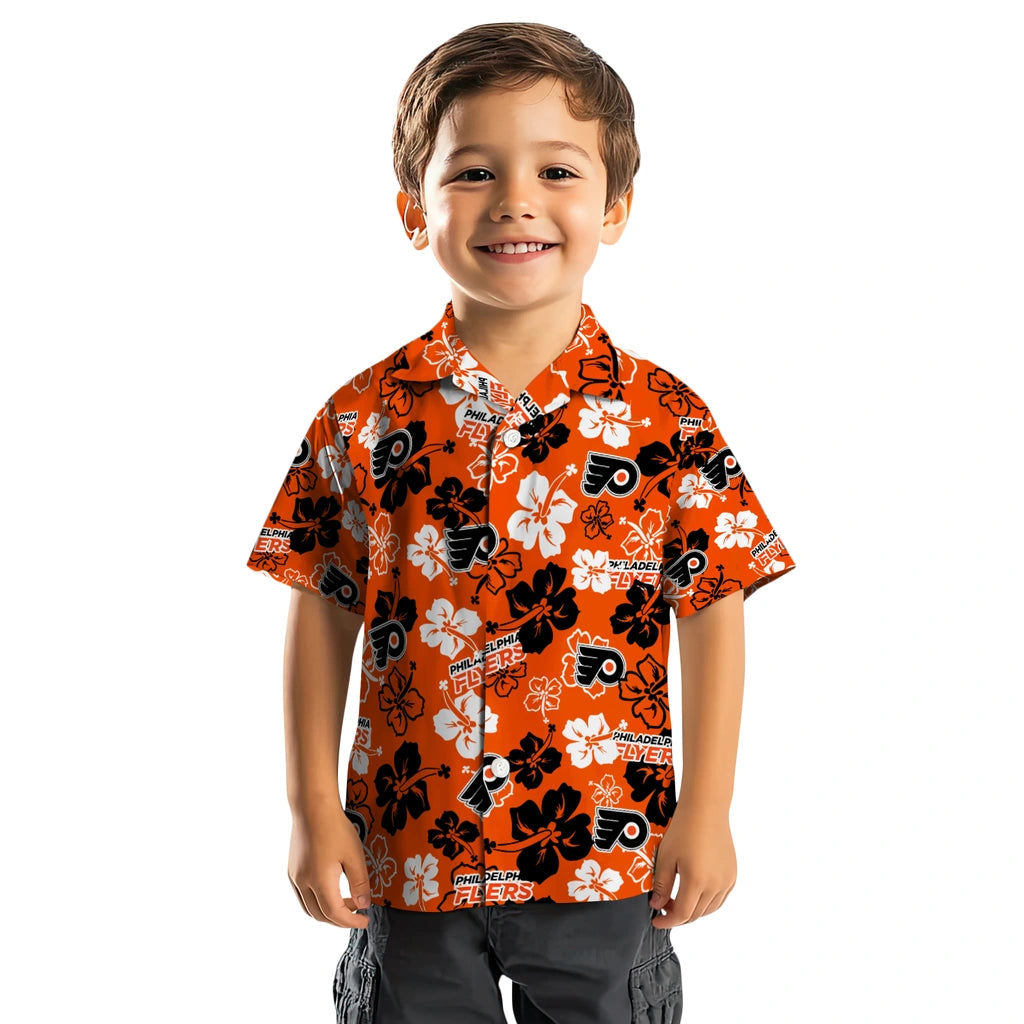 Philadelphia Flyers Hawaiian Shirt - Hibiscus Flower Design | Hula Hawaiian Shirts